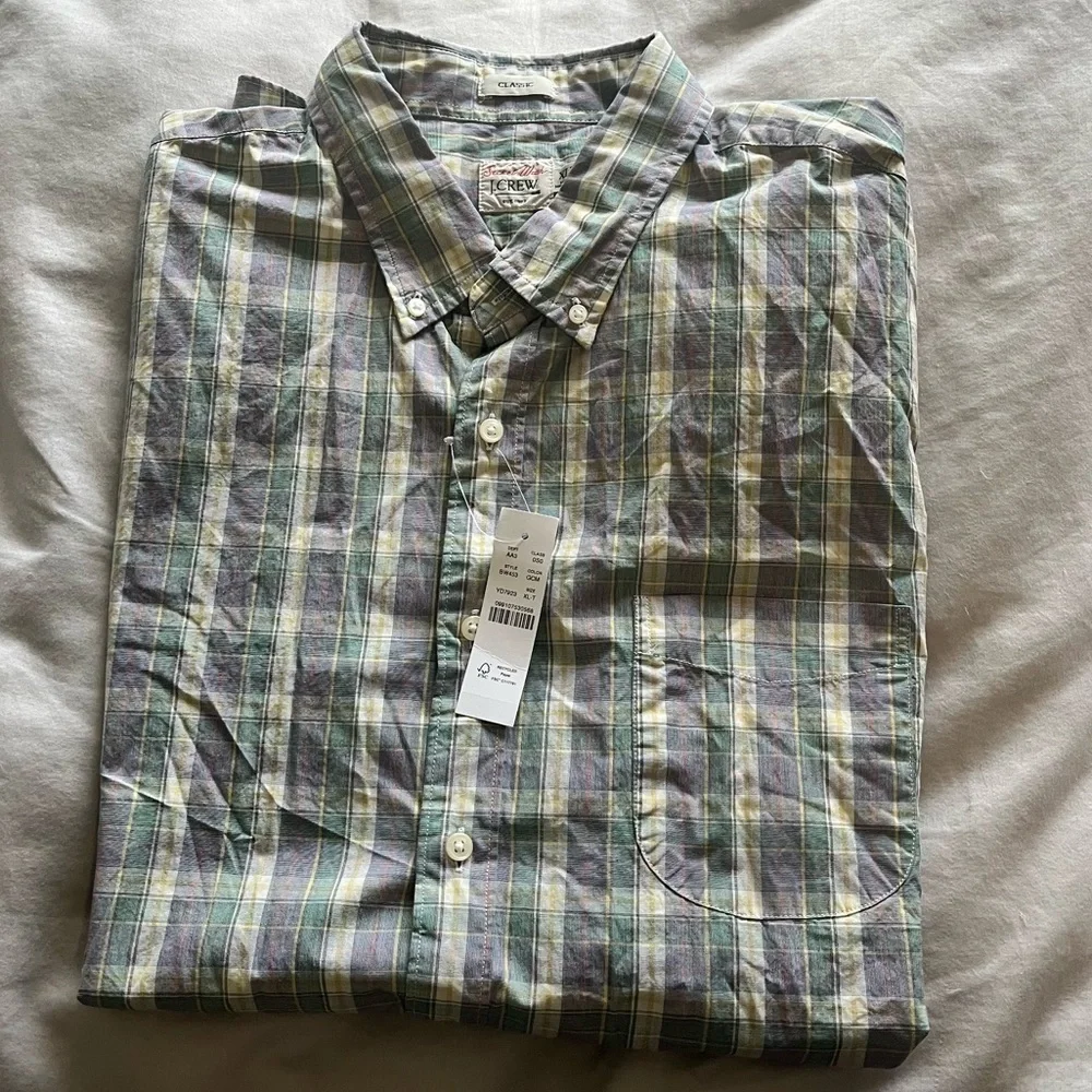 J. Crew Men’s Secret Wash Plaid Dress Shirt | Size XL Tall |
